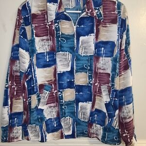 90s Alfred Dunner Colorful Geometric Print Bomber Jacket Size 10